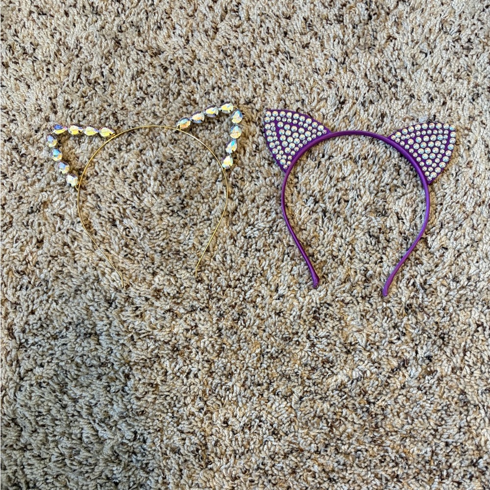 Justice Cat Ear Headbands in Gold and Purple